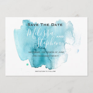 Seeblaue Watercolor-Strand-Hochzeit Save the Date