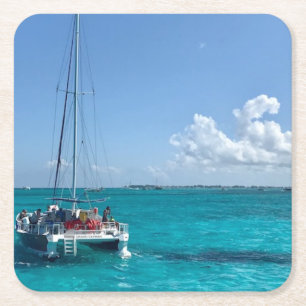 Seeboots-Untersetzer "Cayman Islands" karibischer Rechteckiger Pappuntersetzer