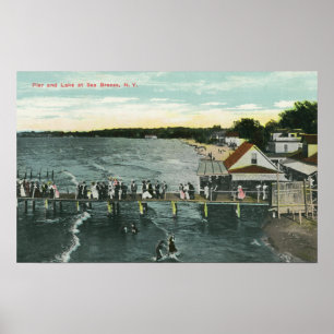 Seebrisen-Pier-und See-Szene Poster