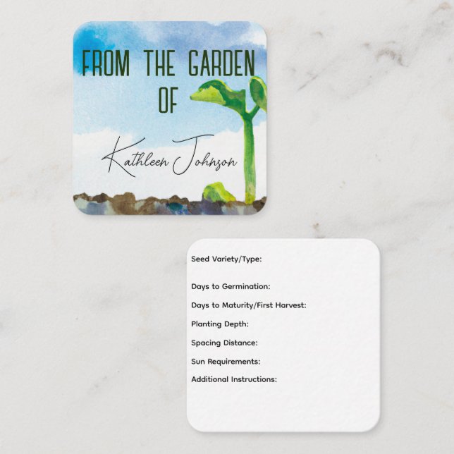 Seed Gardener Business Card Quadratische Visitenkarte (Vorne/Hinten)