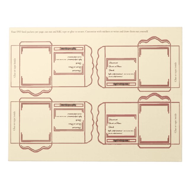 Seed Packet coral brown DYI Notepad Notizblock (Vorderseite)