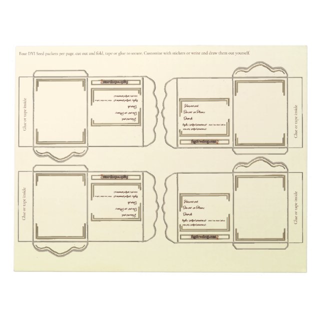 Seed Packet cream DYI Notepad Notizblock (Vorderseite)