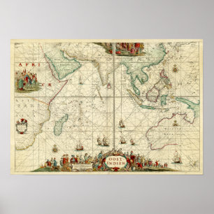 Seediagramm 1690 von Dutch East India Company Poster