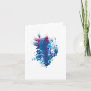 "Seedpod" blaues und magentarotes Kunst notecard Karte