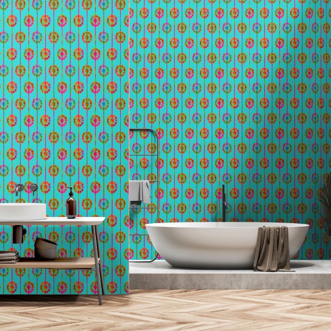 Seedy Elegance - Türkis Tapete (Badezimmer)