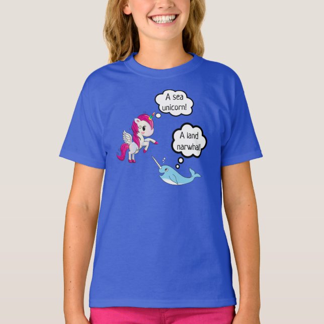SeeEinhorn trifft das narwhal Land T-Shirt (Vorderseite)