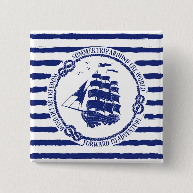 Seeemblem mit Segelschiff Button (Vorderseite)