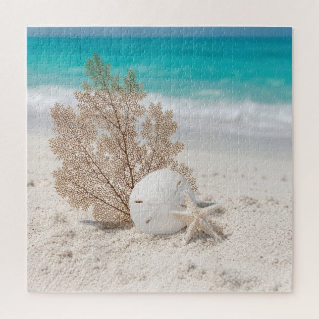 Seefächer mit Sanddollar und Seestern Puzzle (Vertikal)