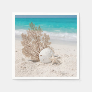 Seefächer mit Sanddollar und Seestern Serviette