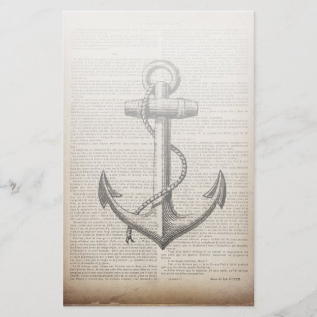 Seefahrer Vintager nautischer Anker Briefpapier (Vorderseite)