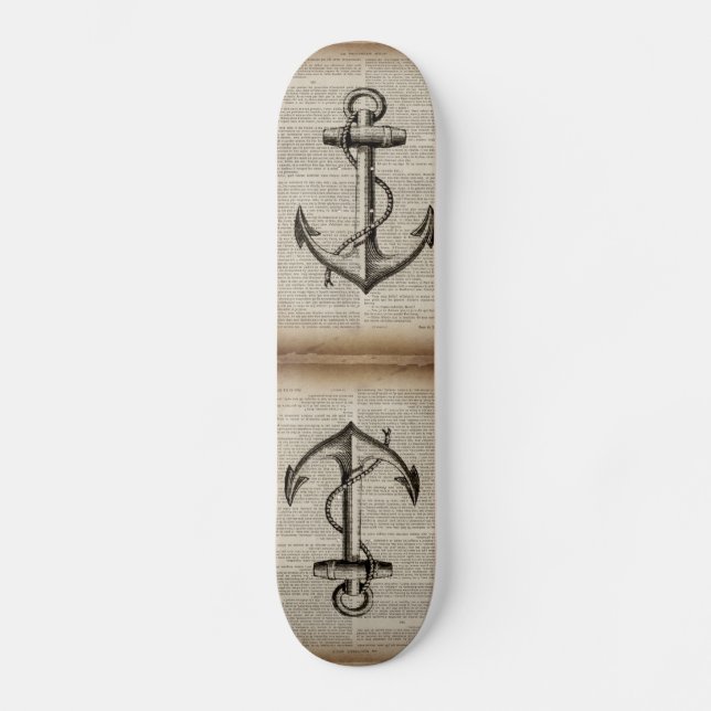 Seefahrer Vintager nautischer Anker Skateboard (Vorderseite)
