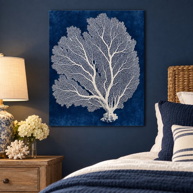 Seefansilhouette-Kunstprint Poster (Unframed paper art print. All texture effects are printed. Room styling props are not included.)