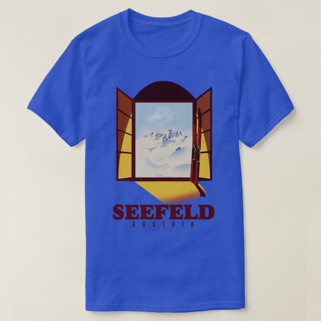 Seefeld Austria Ski Poster T-Shirt (Design vorne)