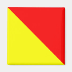 Seeflaggen-Alphabet-Zeichen-Buchstabe O (Oscar) Magnet