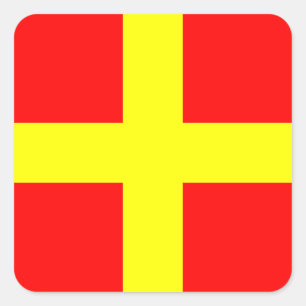 Seeflaggen-Signal-Buchstabe R (Romeo) Quadratischer Aufkleber