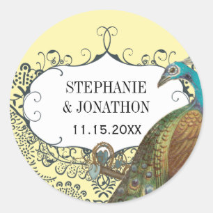 Seeflotter und Senf Peacock Love Bird Wedding Sieg Runder Aufkleber