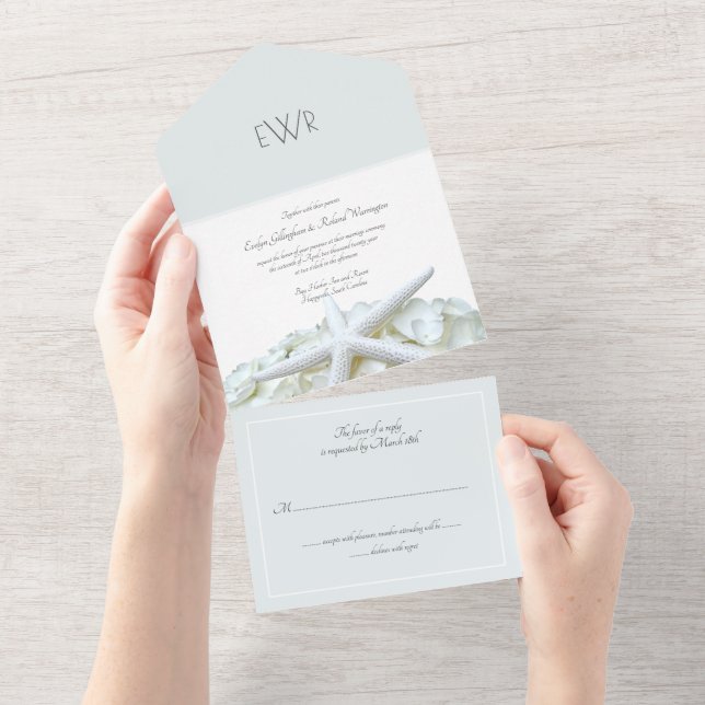 Seegartenmonographie Hochzeit Traditionell All In One Einladung (Abreißen)