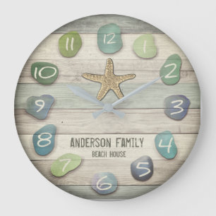Seeglasstarfish-Treibholz-Ozean Große Wanduhr