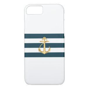 Seegoldanker-Marine Stripes iPhone 7 Kasten Case-Mate iPhone Hülle