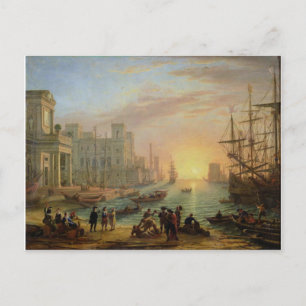 Seehafen bei Sonnenuntergang von Claude Lorrain Postkarte
