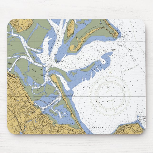 Seehafen-Diagramm Mousepad Plymouths MA (Vorne)