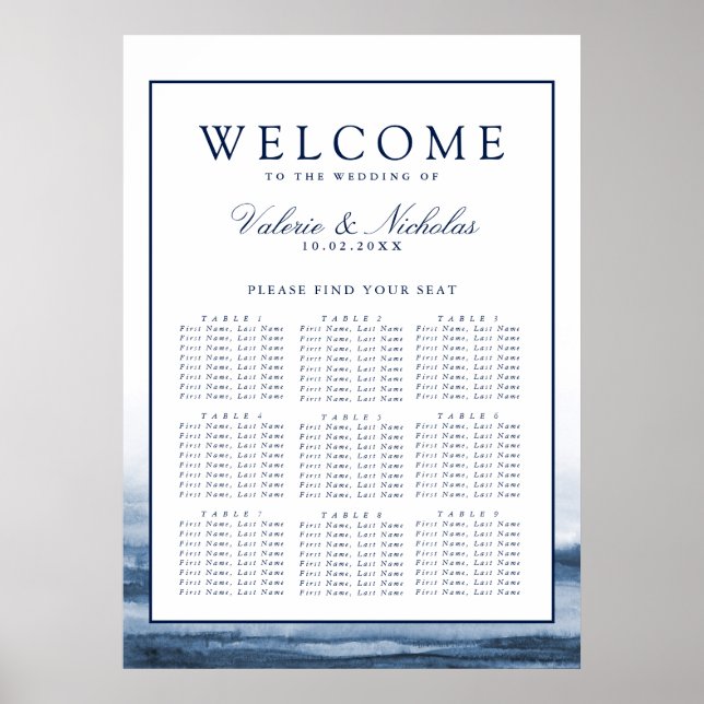 Seehafen Fog Wedding | 9 Tabelle | Sitzdiagramm Poster (Vorne)