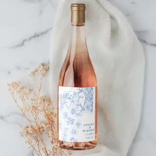 Seehafen-Karte Southport Boothbay Elegant Navy Wed Weinetikett