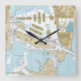 Seehafen Miami Nautical Chart Quadratische Wanduhr