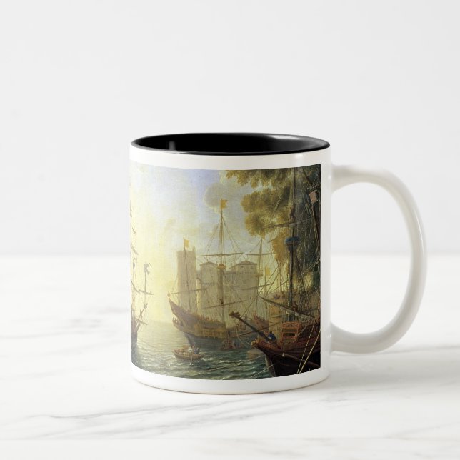 Seehafen mit der Einschiffung von St Ursula Zweifarbige Tasse (Rechts)