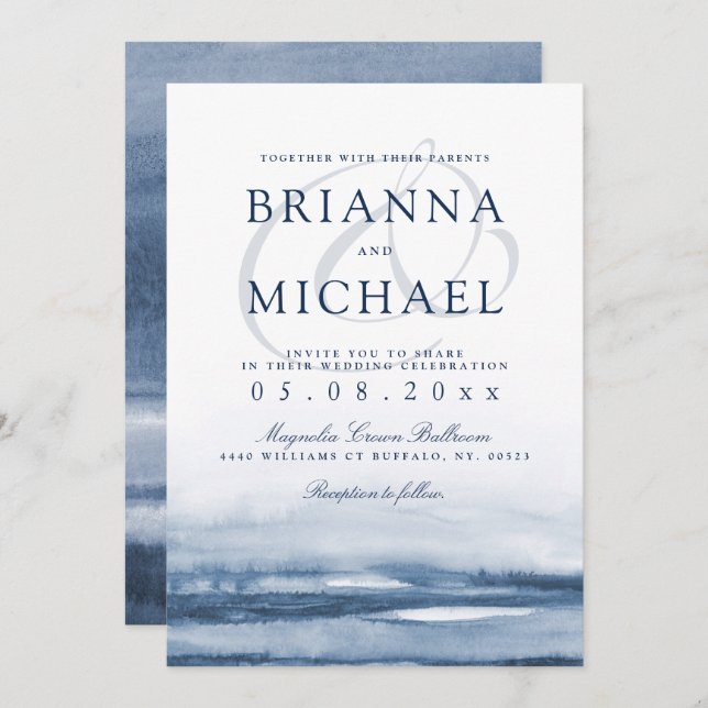 Seehafen Morning Wedding Einladung (Vorne/Hinten)