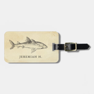 Seehaifisch-personalisiertes Monogramm Gepäckanhänger
