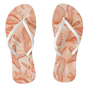 Seehand gezeichnetes Muster Flip Flops