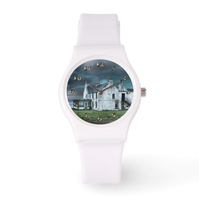 Seehaus Landschaft Armbanduhr (Vorderseite)