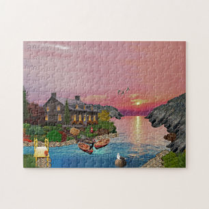 Seehaus  Landschaftliche Landschaft Puzzle
