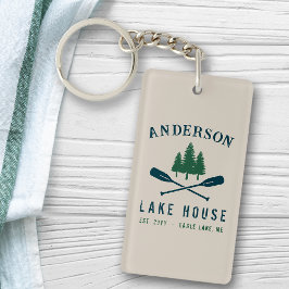 Seehaus Moderne Rustikale Bootshäuser Bäume 2 Seit Schlüsselanhänger