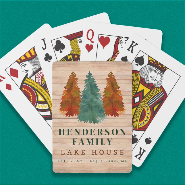 Seehaus Rustikales Lake House Boat Aquädukte Bäume Spielkarten (Von Creator hochgeladen)