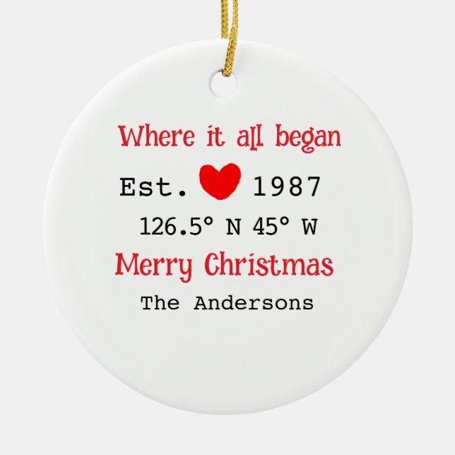 Seehaus wird gemietet. Datum Jahr benutzerdefinier Keramik Ornament (Vorne)