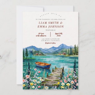 Seehochzeit im Wasserfarbenstil Einladung