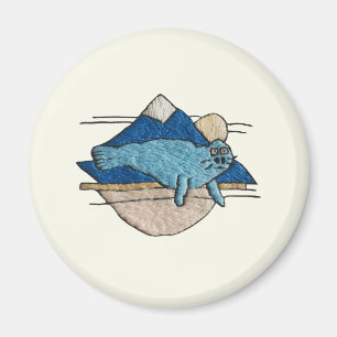 Seehund im Stickdesign Magnet