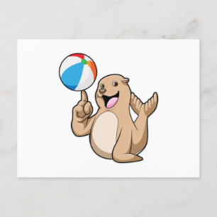 Seehunde Wasser Wasserball Postkarte