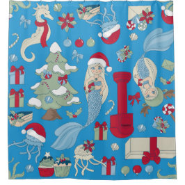 Seejungfisch-Meerjungfrau-Seepferd Duschvorhang