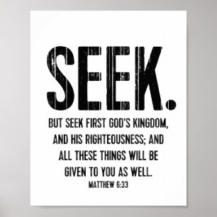 Seek Bible Verse Poster, Scripture Matthew 6:33 Poster