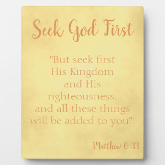 Seek God First Gold Parchment Fotoplatte