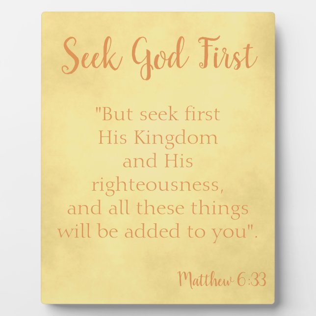Seek God First Gold Parchment Fotoplatte (Vorderseite)