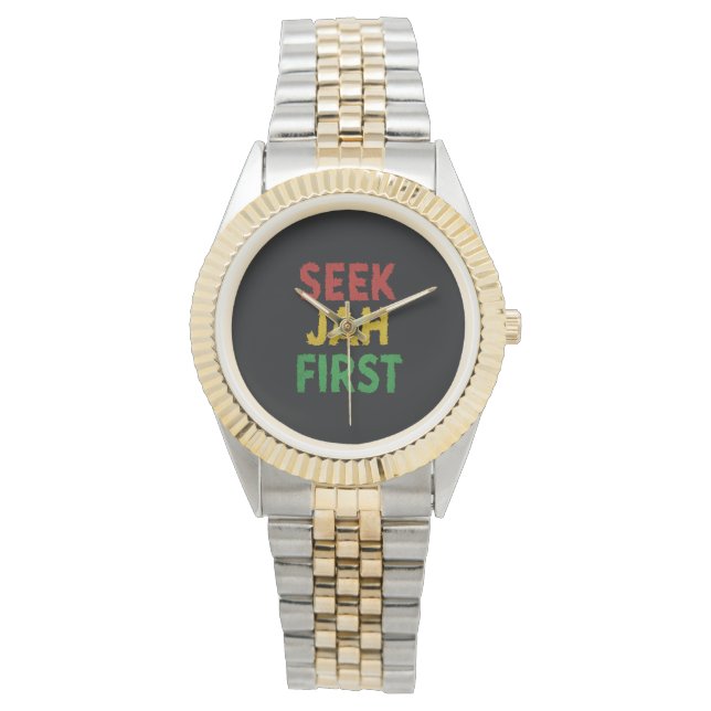 Seek Jah First Rastafarian Reggae Rasta Colors Armbanduhr (Vorderseite)