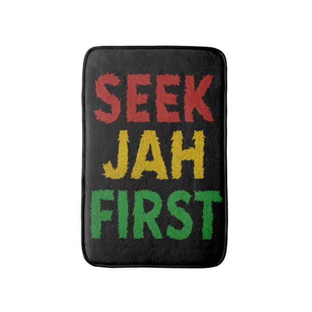 Seek Jah First Rastafarian Reggae Rasta Colors Badematte (Vorderseite Vertikal)