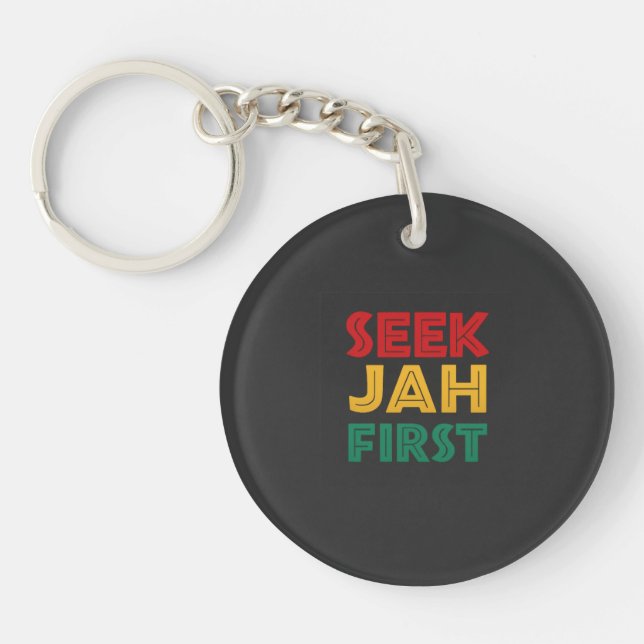 Seek Jah First Rastafarian Reggae Rasta Colors Schlüsselanhänger (Vorderseite)