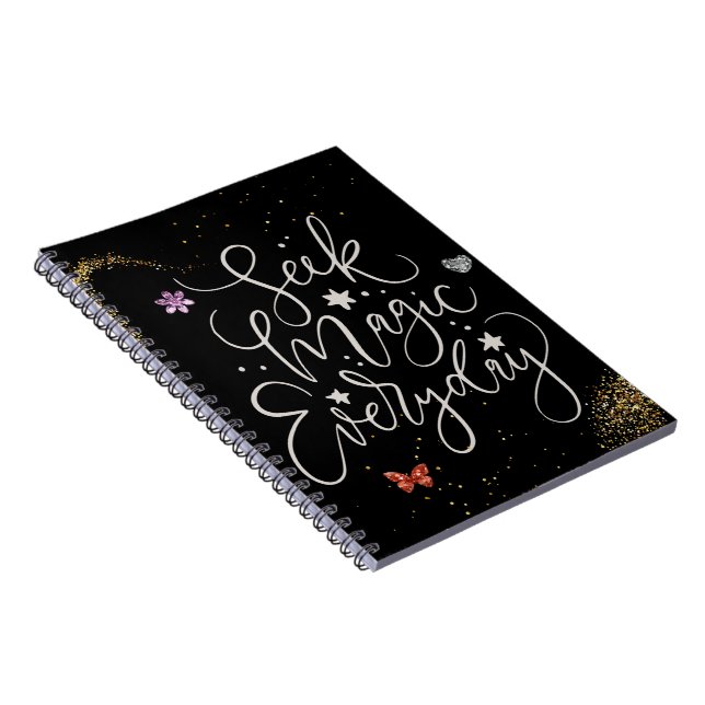 Seek Magic Every Day- Glitter Glam Notebook Notizblock (Rechte Seite)