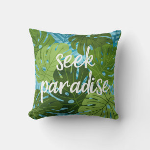 Seek Paradise Hawaiian Monstera Leaf Tropical Cool Kissen