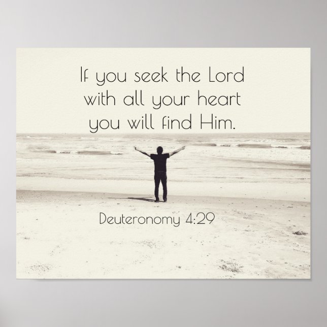 Seek the Lord, Bible Verse Deuteronomie, Strand Poster (Vorne)